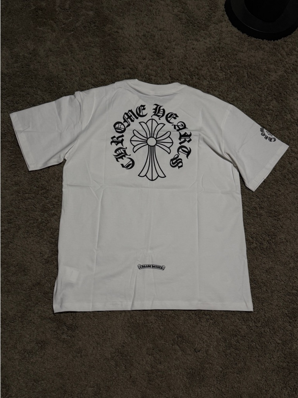 Chrome Hearts White Short Sleeve Tee with Black Cross Logo